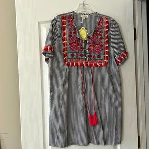 Embroidered Dress/ Cover-Up, Size Large.